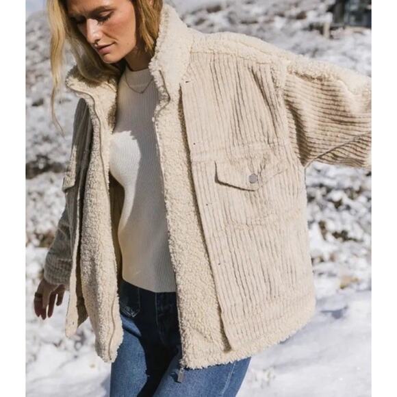 BLANKNYC x Anthropologie XS Fuzzy Wuzzy Corduroy Sherpa Mix Trucker Jacket - Picture 7 of 12